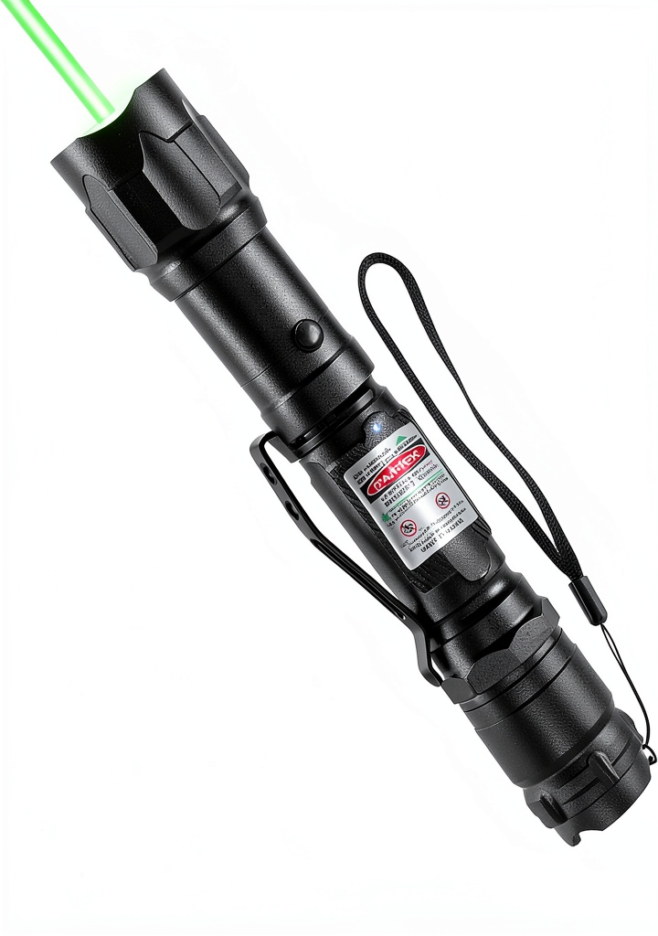 Tactical flashlight showing aluminum alloy body and starlight pattern cap