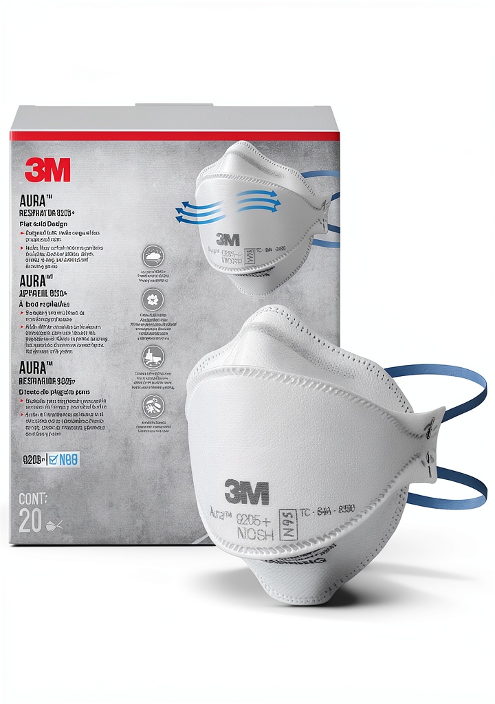 3M 9205 respirator showing lightweight design and adjustable features