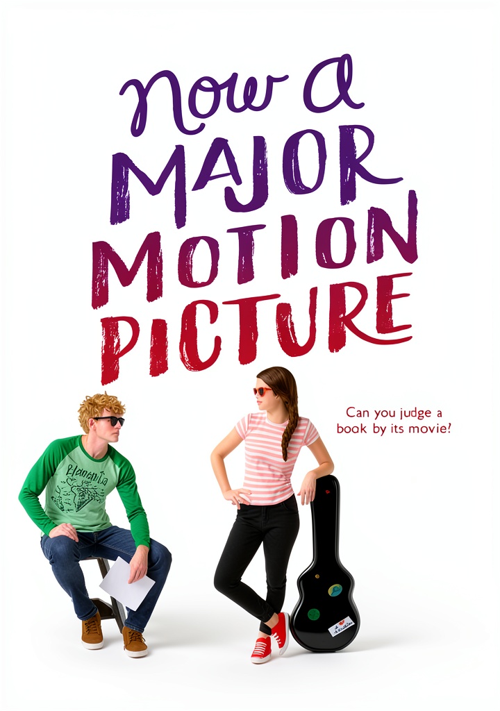 'Teen reading eBook on tablet with film-themed cover'