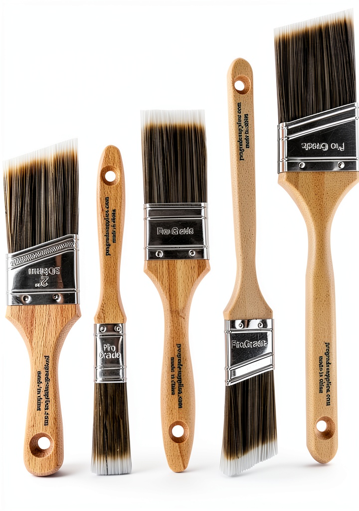 Pro Grade Paint Brush Set Wood SRT Filaments Professional cutting in trim with clean lines
