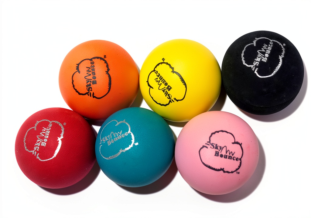 Sky Bounce 2-inch balls in assorted colors being held by a toddler