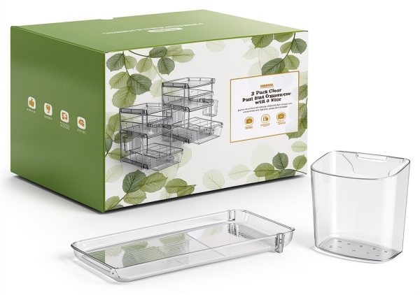 Clear Bathroom Organizer 2-Pack 3-Tier Pull-Out Storage by WAKISA-6