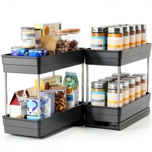 Nieifi Spice Organization for Cabinet-Vertical Spice Rack Pull Out-Spice Rack Organizer for Cabinet-4-1/3 inch Wide-Seasoning Kitchen Organizer-4.3" W x 10.6" D x 8.7" H-2 Pack-2 Tier-0