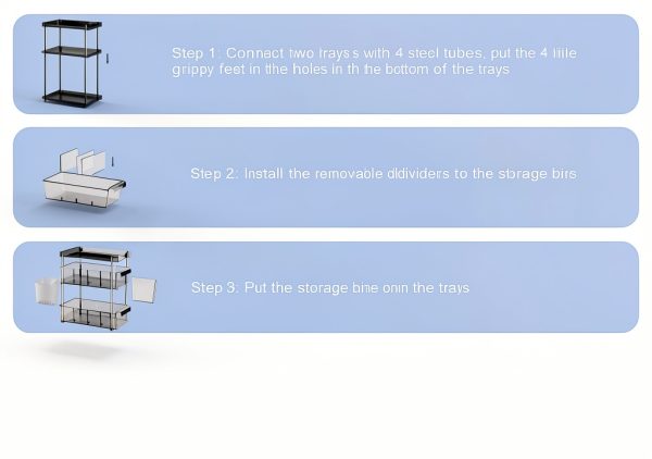 Clear Bathroom Organizer 2-Pack 3-Tier Pull-Out Storage by WAKISA-8