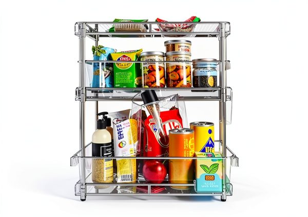 Clear Bathroom Organizer 2-Pack 3-Tier Pull-Out Storage by WAKISA-5