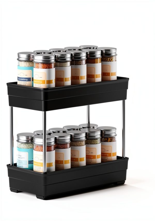 Nieifi Spice Organization for Cabinet-Vertical Spice Rack Pull Out-Spice Rack Organizer for Cabinet-4-1/3 inch Wide-Seasoning Kitchen Organizer-4.3" W x 10.6" D x 8.7" H-2 Pack-2 Tier-2