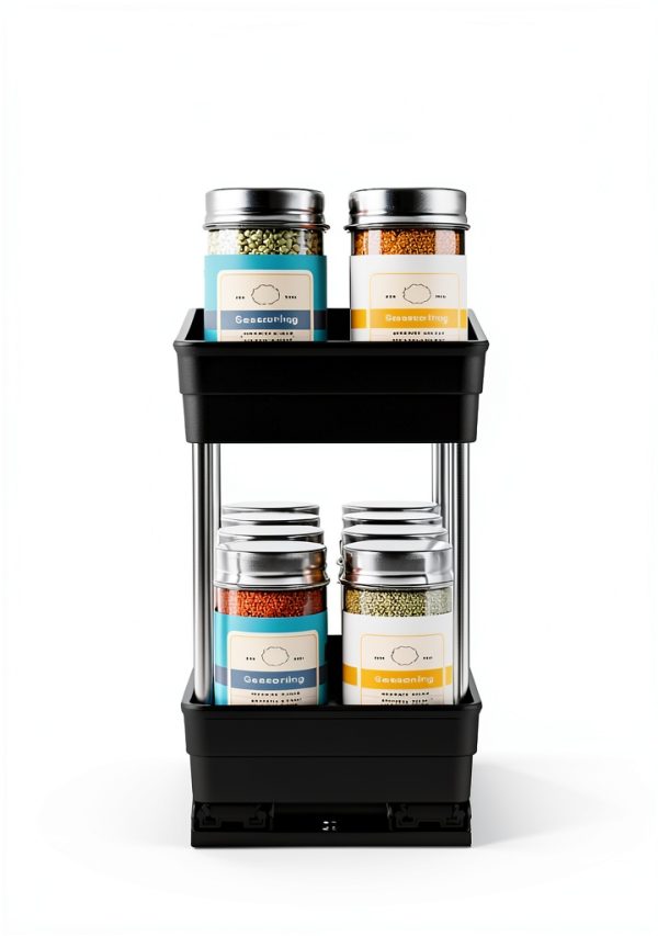 Nieifi Spice Organization for Cabinet-Vertical Spice Rack Pull Out-Spice Rack Organizer for Cabinet-4-1/3 inch Wide-Seasoning Kitchen Organizer-4.3" W x 10.6" D x 8.7" H-2 Pack-2 Tier-8