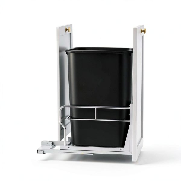 Pull Out Trash Can Insputer Duty Under Cabinet Organizer Double Silver-7