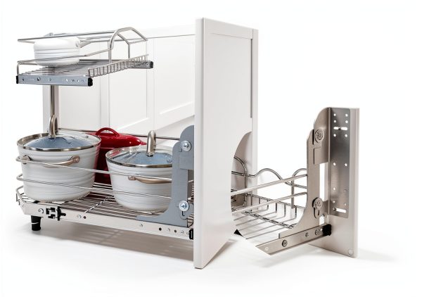 Rev-A-Shelf 2-Tier Kitchen Cabinet Pullout Shelf and Drawer Organizer Slide Out Pantry Storage Basket in Multiple Sizes, 15 x 22 In, 5WB2-1522CR-1-6