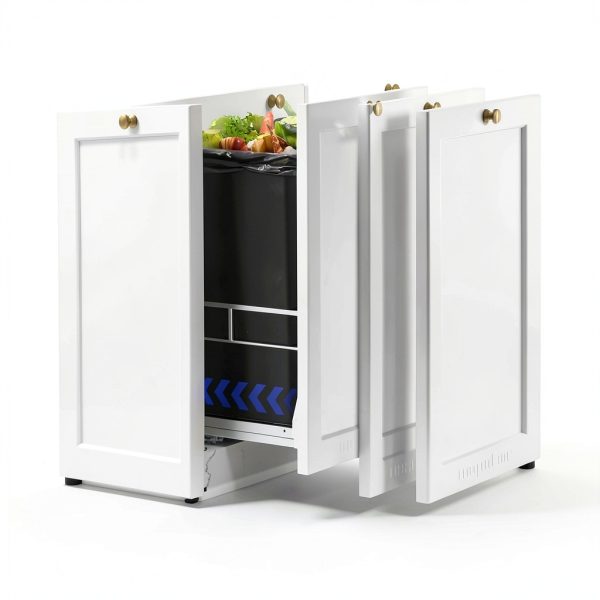 Pull Out Trash Can Insputer Duty Under Cabinet Organizer Double Silver-5