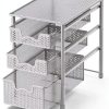 Sliding Basket Organizer 3-Tier White Alloy Steel by Simple Houseware-2