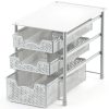 Sliding Basket Organizer 3-Tier White Alloy Steel by Simple Houseware-0