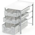 Sliding Basket Organizer 3-Tier White Alloy Steel by Simple Houseware-0