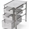 Sliding Basket Organizer 3-Tier White Alloy Steel by Simple Houseware-1