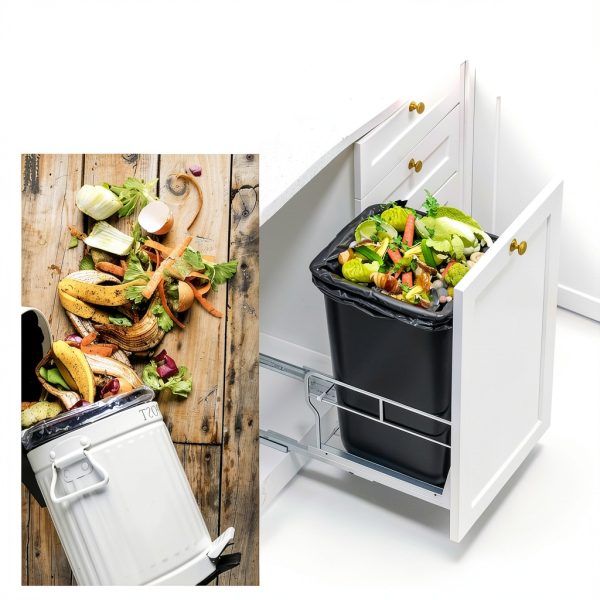 Pull Out Trash Can Insputer Duty Under Cabinet Organizer Double Silver-8